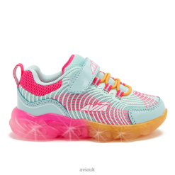 Light Up Sneakers |Avia Girls Toddler Avi-Ignite R4F4N106 Light Blue/Orange